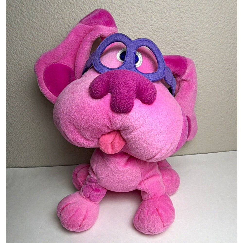 Vintage 2001  Blue's Clues Pink Dog Plush Stuffed Animal Purple Glasses 11”